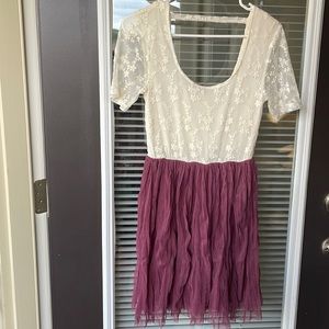 Purple and Ivory Lace Tulle Dress